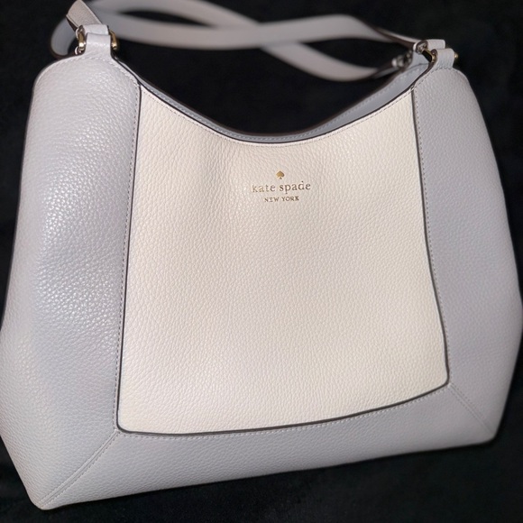 kate spade New York lena Colorblock Pebb Mountain Gray Shoulder Bag Purse - Picture 7 of 14